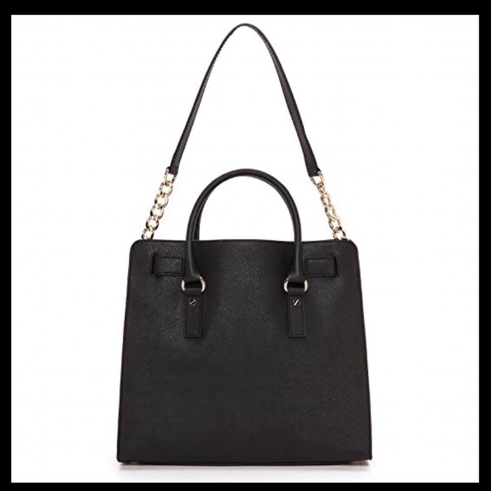 Michael Kors Hamilton Large Saffiano Leather Tote Black With Gold - Picture 8 of 16